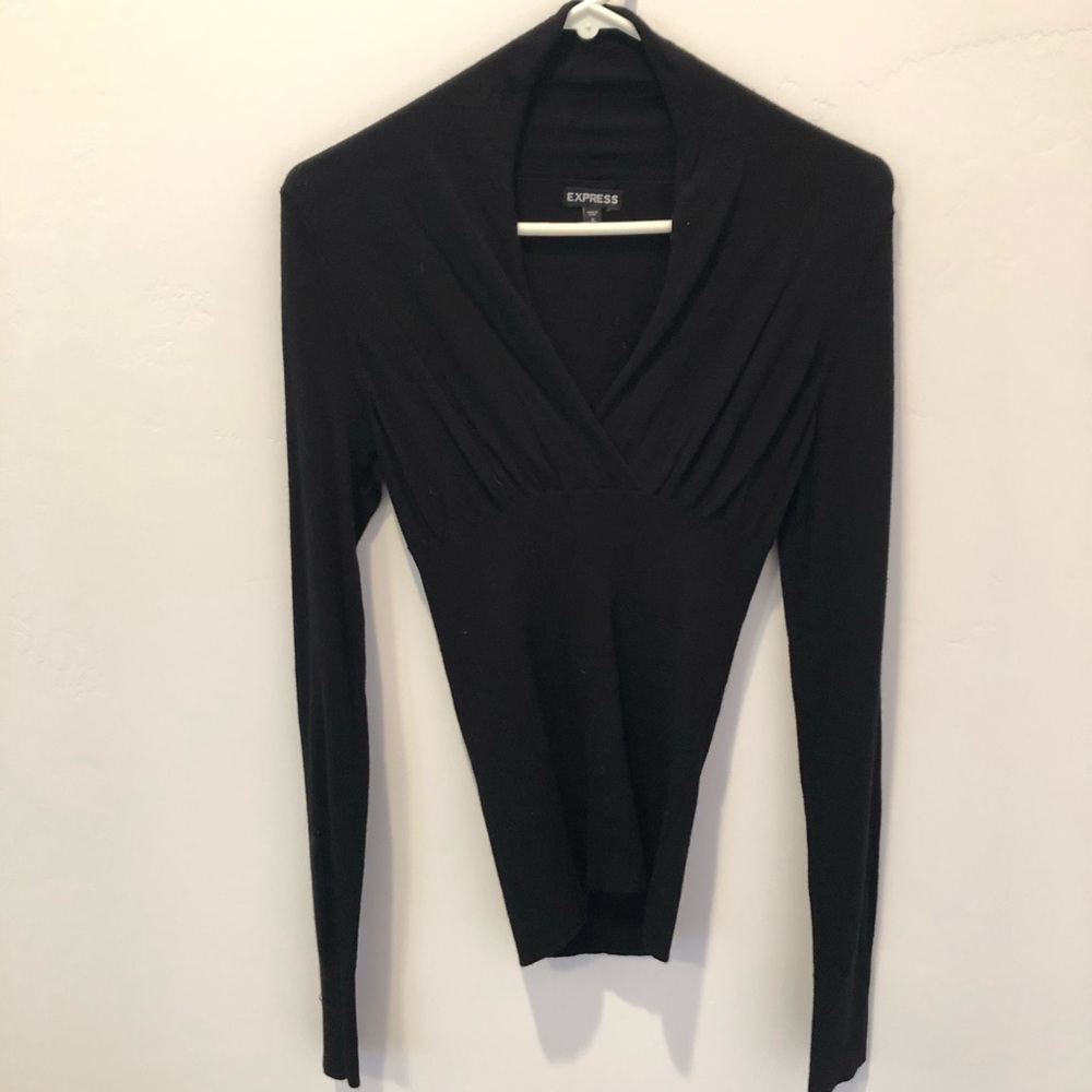 Express Black Fitted V-Neck Sweater Sz Small